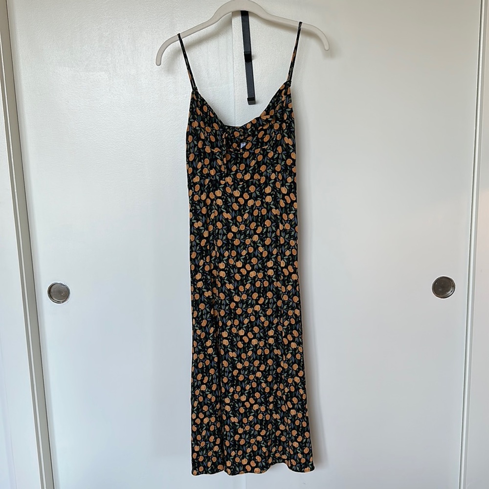 & other stories peach print midi dress